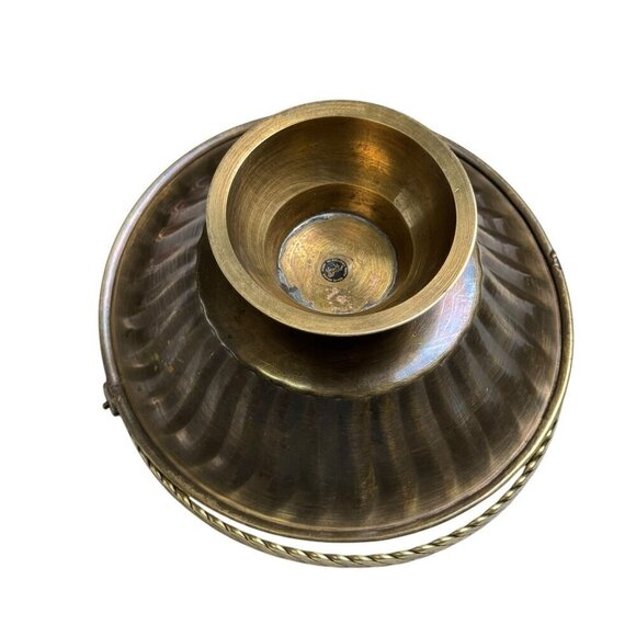 Vintage Hand Crafted India Solid Brass Basket with Stand & Handle Candy Holder - Picture 4 of 11